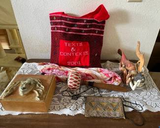 SAT219 - Asian Collectibles-Crossbodies, Mallet, Figurine, Scarf, Etc.
