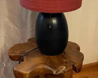 SAT301 - Solid Wood Side Table With Contemporary Lamp