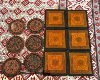 SAT044 - Two Sets Of Lacquerware Drink Coasters