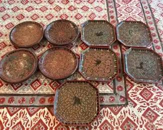 SAT043 - Set Of 9 Lacquerware Trays
