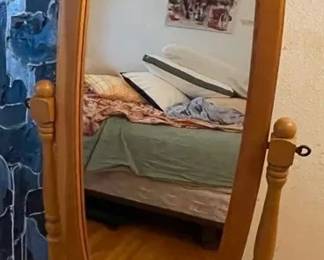 SAT295 - Solid Oak Full Length Tilting Mirror