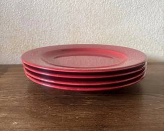 SAT140 - Pier 1 Imports Toscana Burgundy Dinner Plates 11” Set of 4 Made In Italy