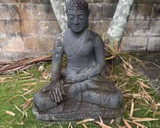 SAT379 - Large Vintage Solid Stone Buddha Garden Statue