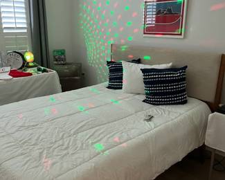 Nice bedframe and headboard, queen.  Very nice comforter.
