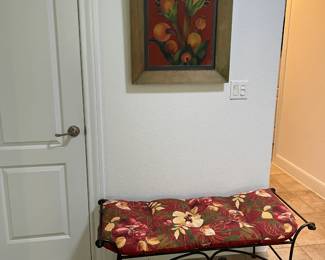 Iron bench and cushsion goes great with this painting.