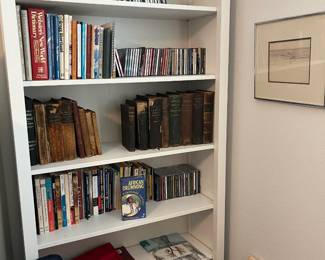 Bookcase and books  Many antique and original T. Farr