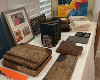 Collection of 1800's medical reference books and doctors ledgers