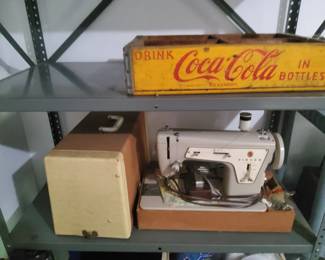 Vintage Singer Sewing Machine, Vintage Coca-Cola Bottle Rack From St.Louis