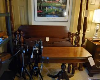 Queen Mohogany Rice Bed, Mahogany Flip Top Game Table, Camera Tripods , Golf Print