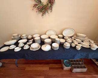 Table full of Limoges dinnerware