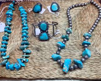 Antique unmarked turquoise and silver