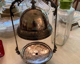 Silver plate butter dish.