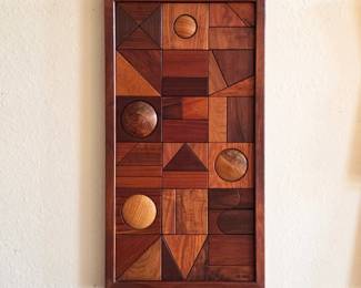 David Criner signed Mid-Century wood assemblage wall sculpture