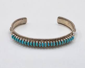 Native American Zuni Sterling Silver Turquoise Bracelet