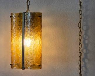 Carl Fagerlund for Orrefors amber glass hanging pendant lights