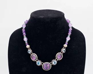 Echo of the Dreamer Sterling Silver Amethyst Aquamarine Necklace