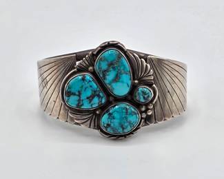 Native American Sterling Silver Turquoise Cuff Bracelet