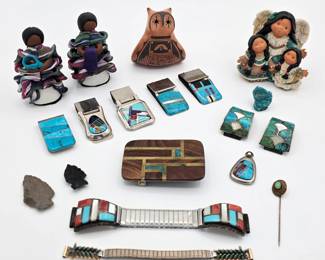 Turquoise, inlay, and Native American and Southwestern jewelry and smalls