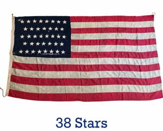 Authentic full-size 38-star American flag, 1877-1890