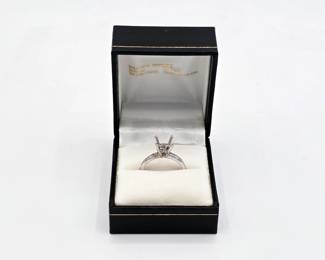 18K White Gold Diamond Engagement Ring Setting Size 7.5 Ballerina Jewelers