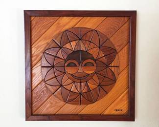 David Criner signed Mid-Century wood assemblage wall sculpture