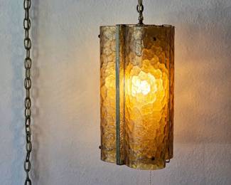 Carl Fagerlund for Orrefors amber glass hanging pendant lights