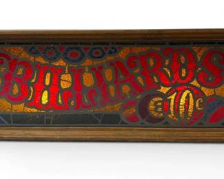 Vintage Billiards Stained Glass Lightbox Sign