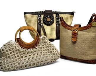 Three Woven Handbags Kate Landry, Carlos Santana, Brahmin Harbor Collection