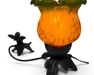 Tulip Cherub Fairy Glass Table Lamp