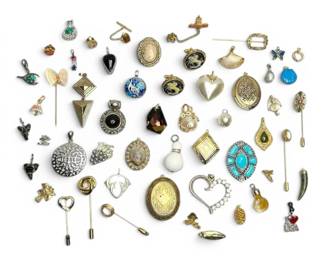 Gold Silver Toned Pins, Pendants, Charms