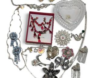 Crystal Rhinestone Jewelry W Lead Crystal Trinket Box
