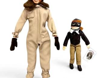 1981 Aviator Lindbergh Doll By Faith Wick Original, 207 1200 and Amelia Earhart Doll