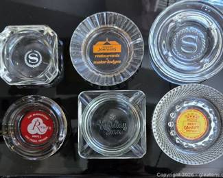 6 Vintage Glass Ashtrays
