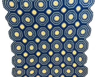Blue Floral Crocheted Blanket