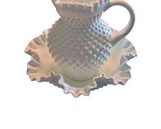 Fenton Milk Glass Pitcher and Bowl