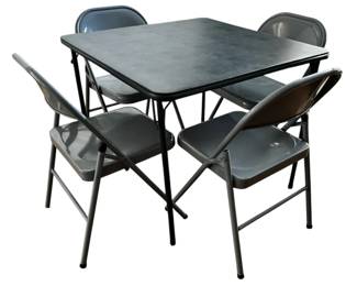 Vintage MECO Folding Card Table with 4 Metal Chairs