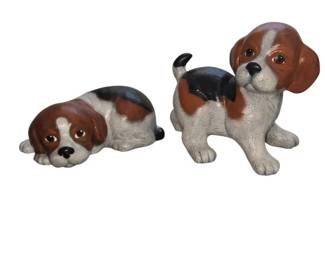 Hand Painted Ceramic Beagle Puppies