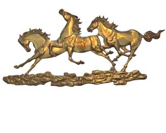 Vintage Brass Horse Wall Art