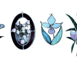 Lot of 6 Small Stained Glass Pieces