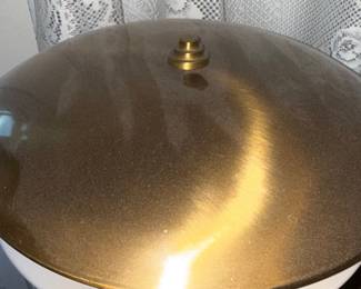 Mid-Century Modern Brass and Enamel Saucer Table Lamp