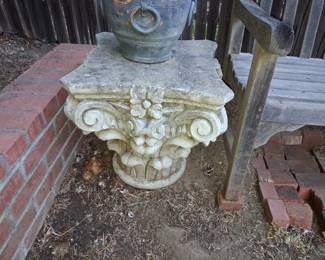 Ornate Cast Stone Garden Pedestal with Corinthian Capital Detail