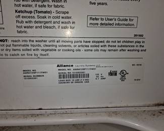 Speed Queen Top Load Washer Model AWN412SP111TW01