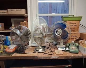 Vintage Electric Fan and Rotary Telephone Collection