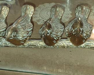Vintage Brass Five Birds on Branch Figurine