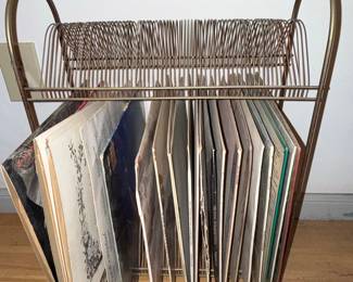 Vintage Gold-Tone Wire LP Record Rack