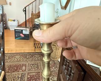 Vintage Solid Brass Candlestick Holders with Square Base