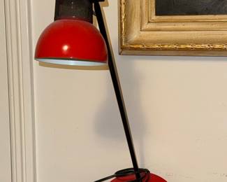 Vintage Red Italian Desk Lamp by Veneta Lumi, 1970s