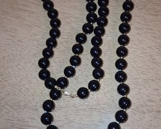 Vintage Black Onyx Bead Necklace