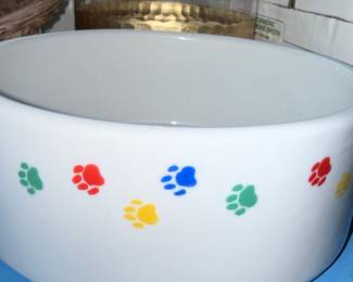 Ceramic Pet Bowl with Colorful Paw Prints