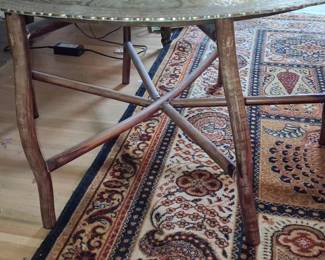 Vintage Chinese Etched Brass Tray Table with 'Fu' Symbol